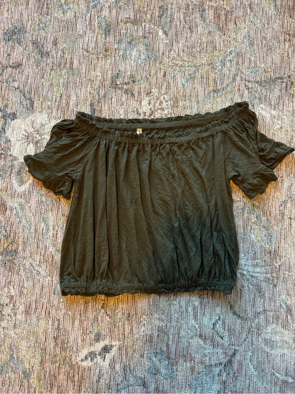 Emma & Sam Black Off-Shoulder Elastic Hem Top